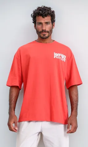 R208562 - Crew Neck Printed "Rock & Roll" Long Tee - Watermelon