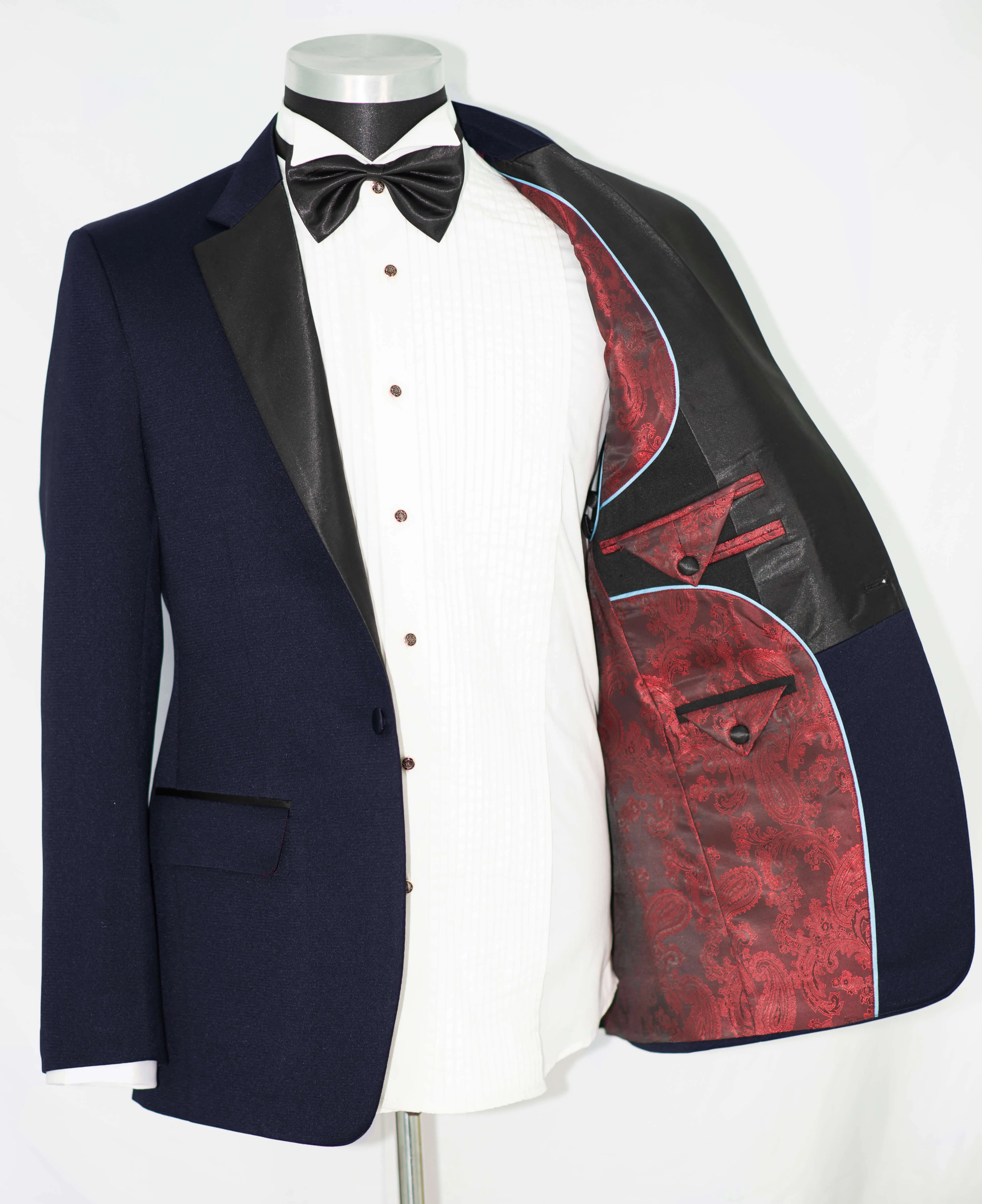 SLIM-FIT NOTCH LAPEL NAVY BLUE TUXEDO SIT FOR MEN