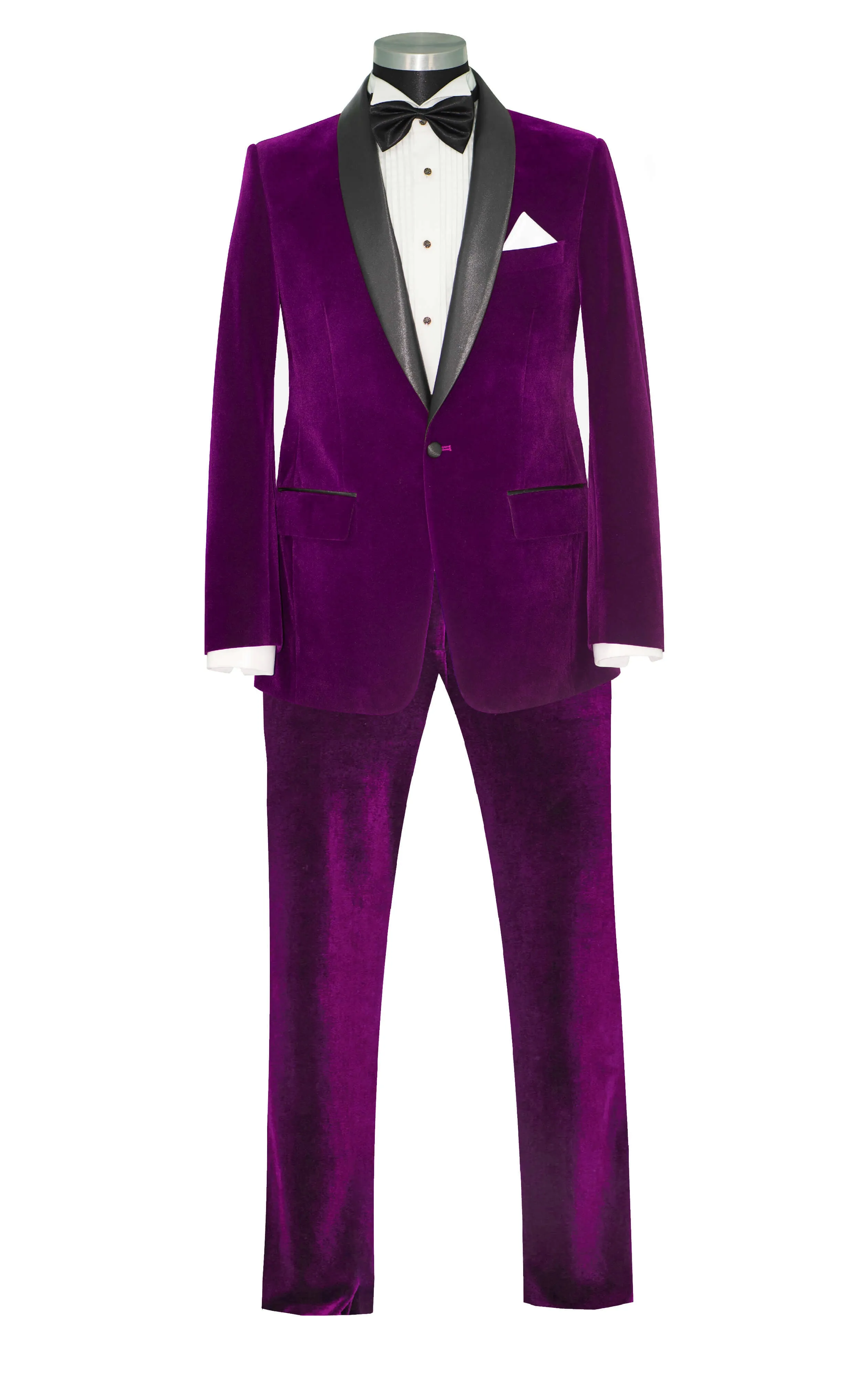 SLIM-FIT PURPLE VELVET TUXEDO SUIT FOR MEN