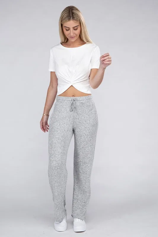 Soft Terry Lounge Pants with Elastic Drawstring Waist