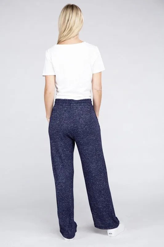 Soft Terry Lounge Pants with Elastic Drawstring Waist