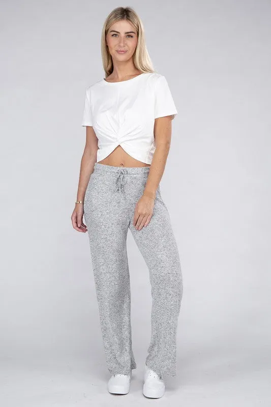 Soft Terry Lounge Pants with Elastic Drawstring Waist