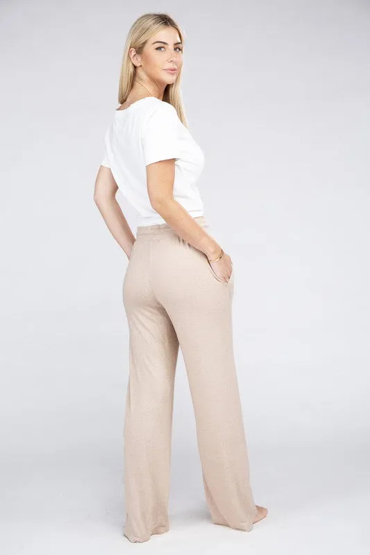 Soft Terry Lounge Pants with Elastic Drawstring Waist