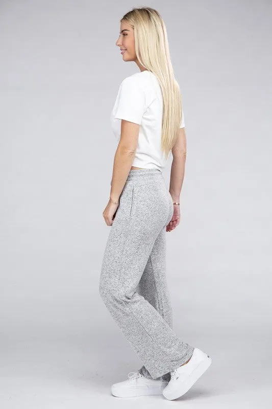 Soft Terry Lounge Pants with Elastic Drawstring Waist
