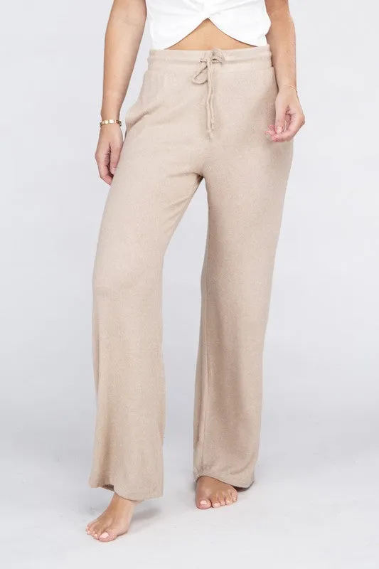 Soft Terry Lounge Pants with Elastic Drawstring Waist
