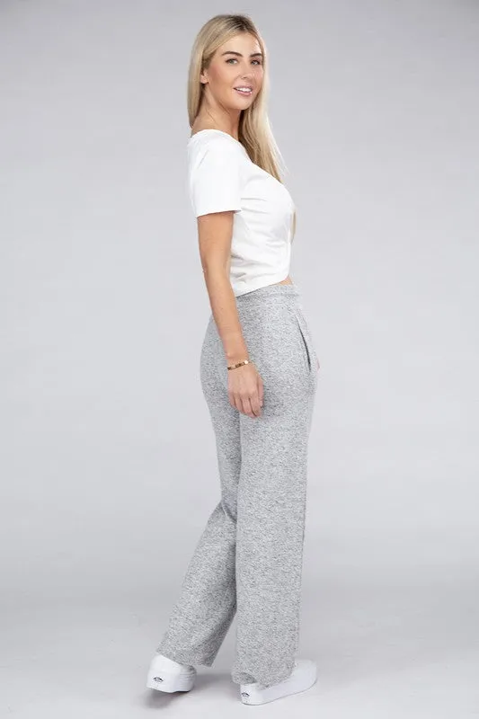 Soft Terry Lounge Pants with Elastic Drawstring Waist