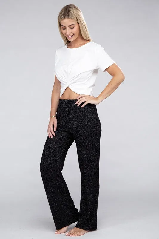 Soft Terry Lounge Pants with Elastic Drawstring Waist