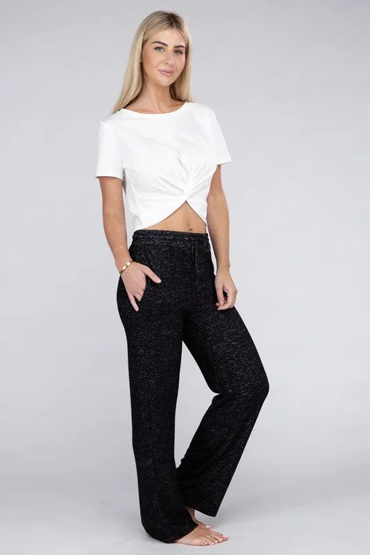 Soft Terry Lounge Pants with Elastic Drawstring Waist