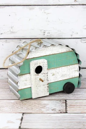 TIN TOP ROOF CAMPER BIRDHOUSE