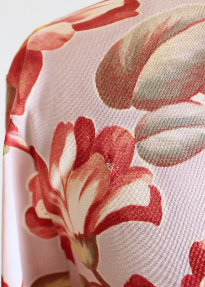Vintage Early 1940s Floral Rayon Jersey Dress
