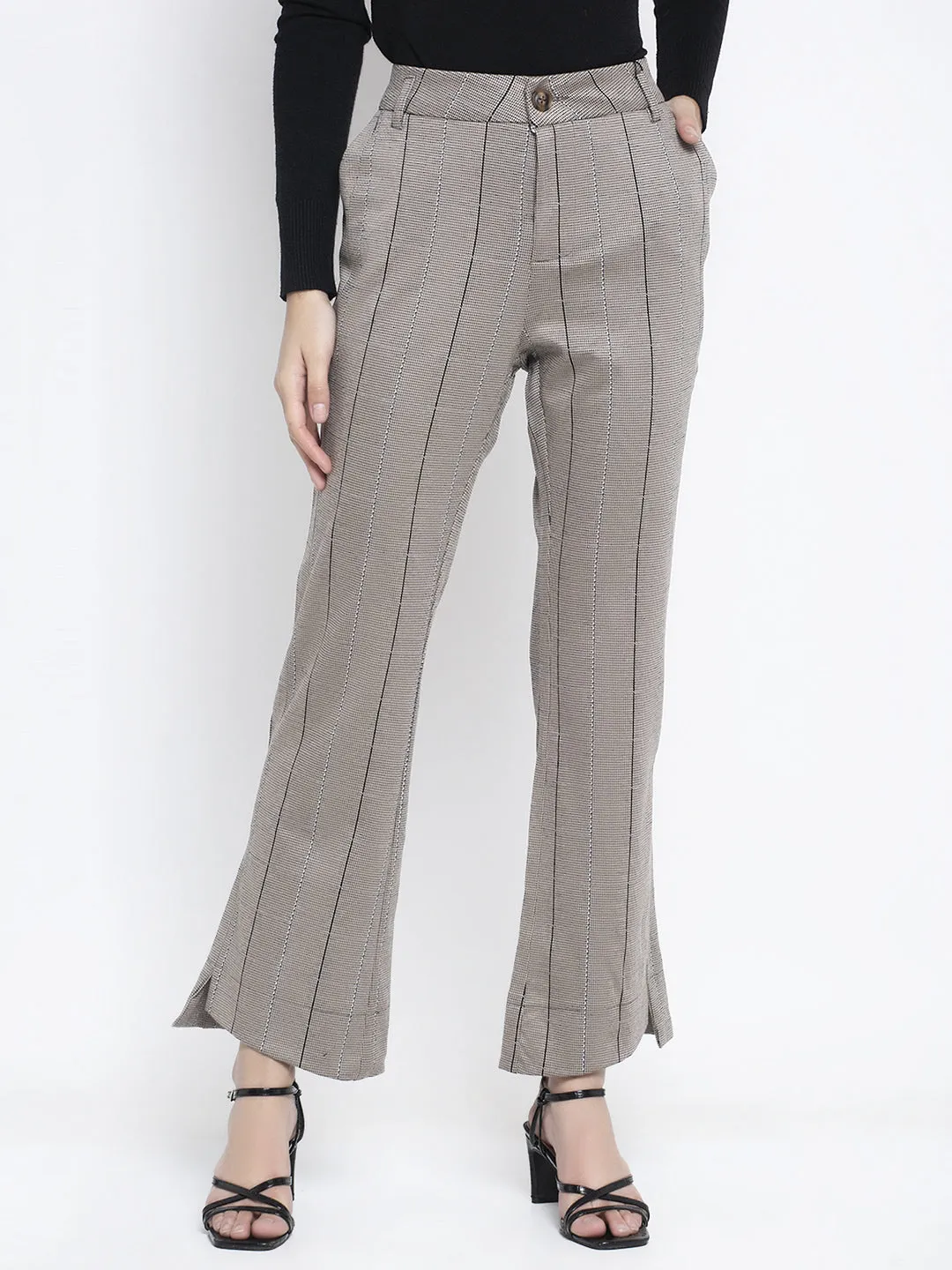 Women Grey Striped Trouser