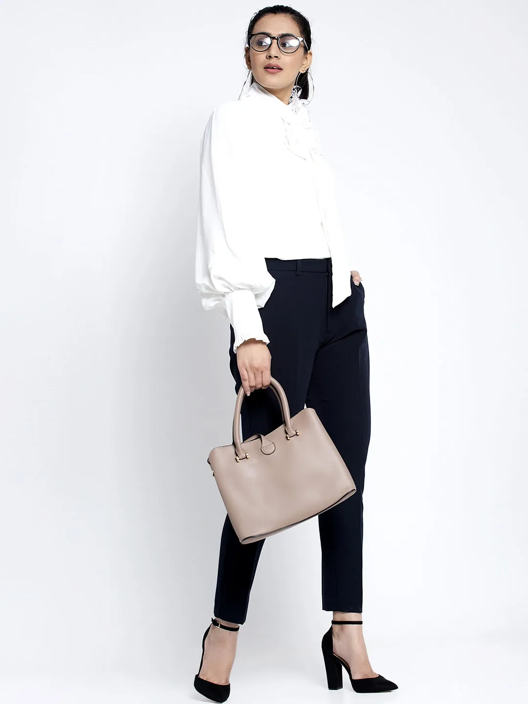 Women Navy Blue Solid Trousers