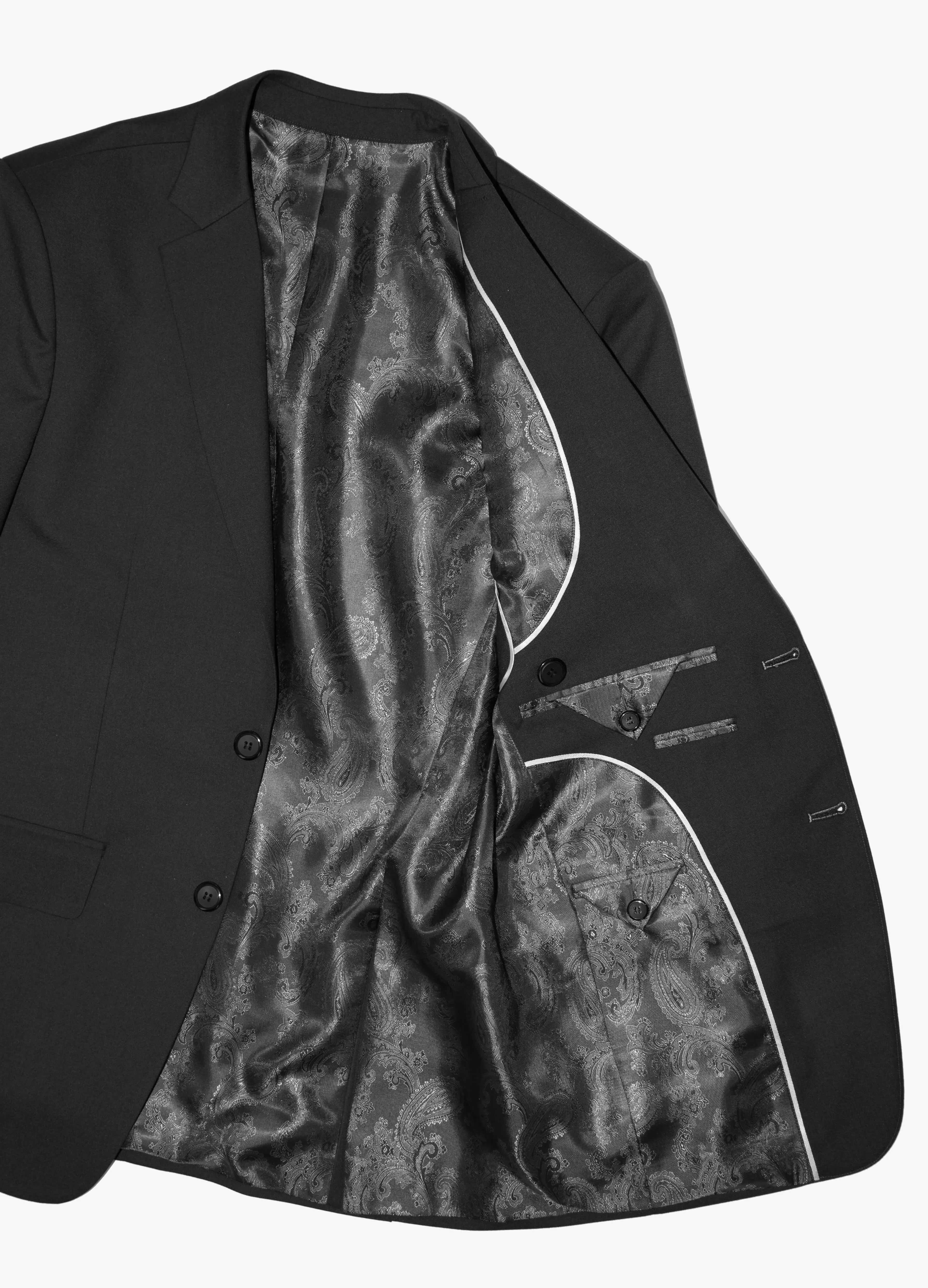 WOOL ESSENTIAL BLACK SLIM-FIT SUIT FOR MEN