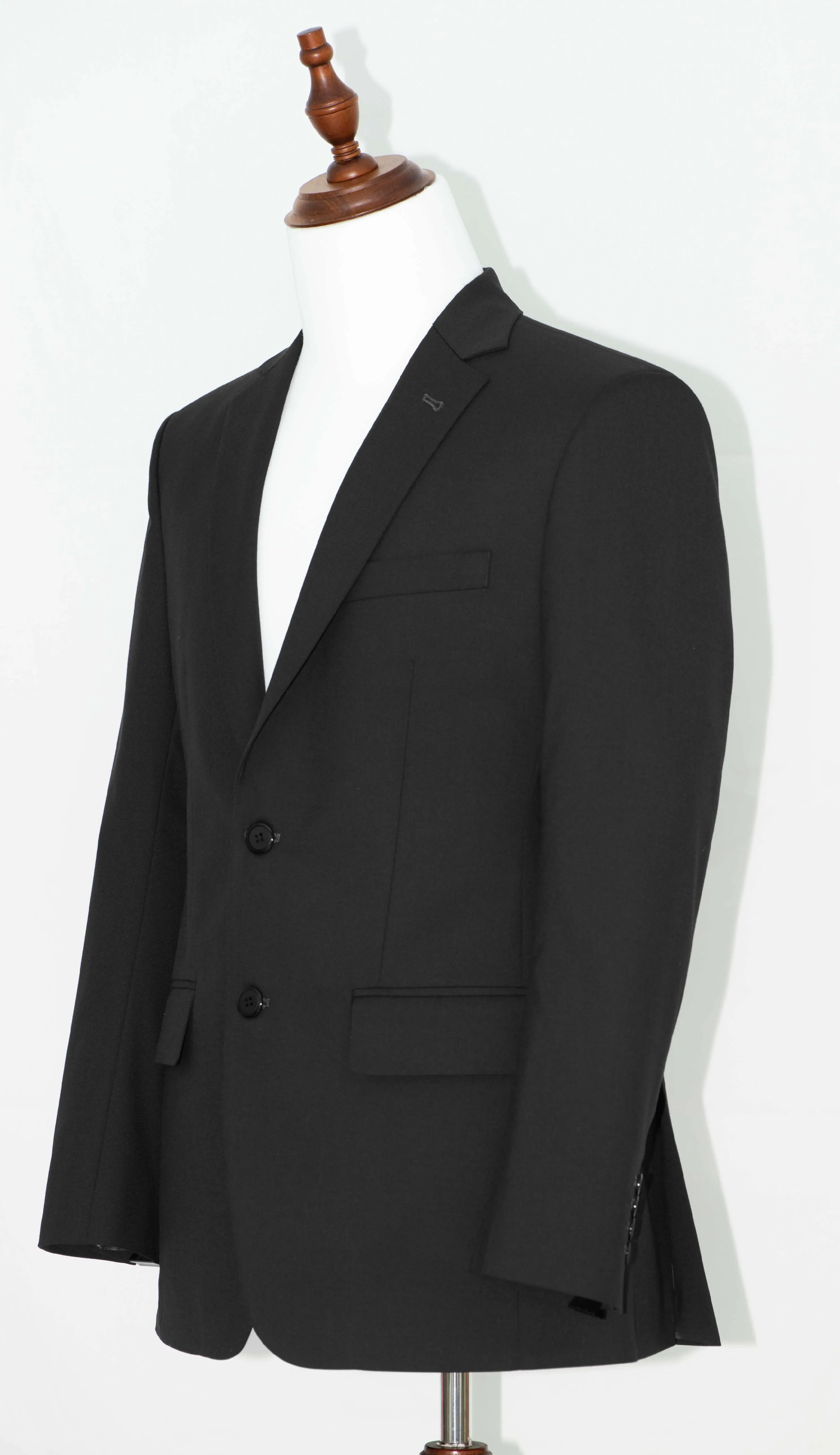 WOOL ESSENTIAL BLACK SLIM-FIT SUIT FOR MEN