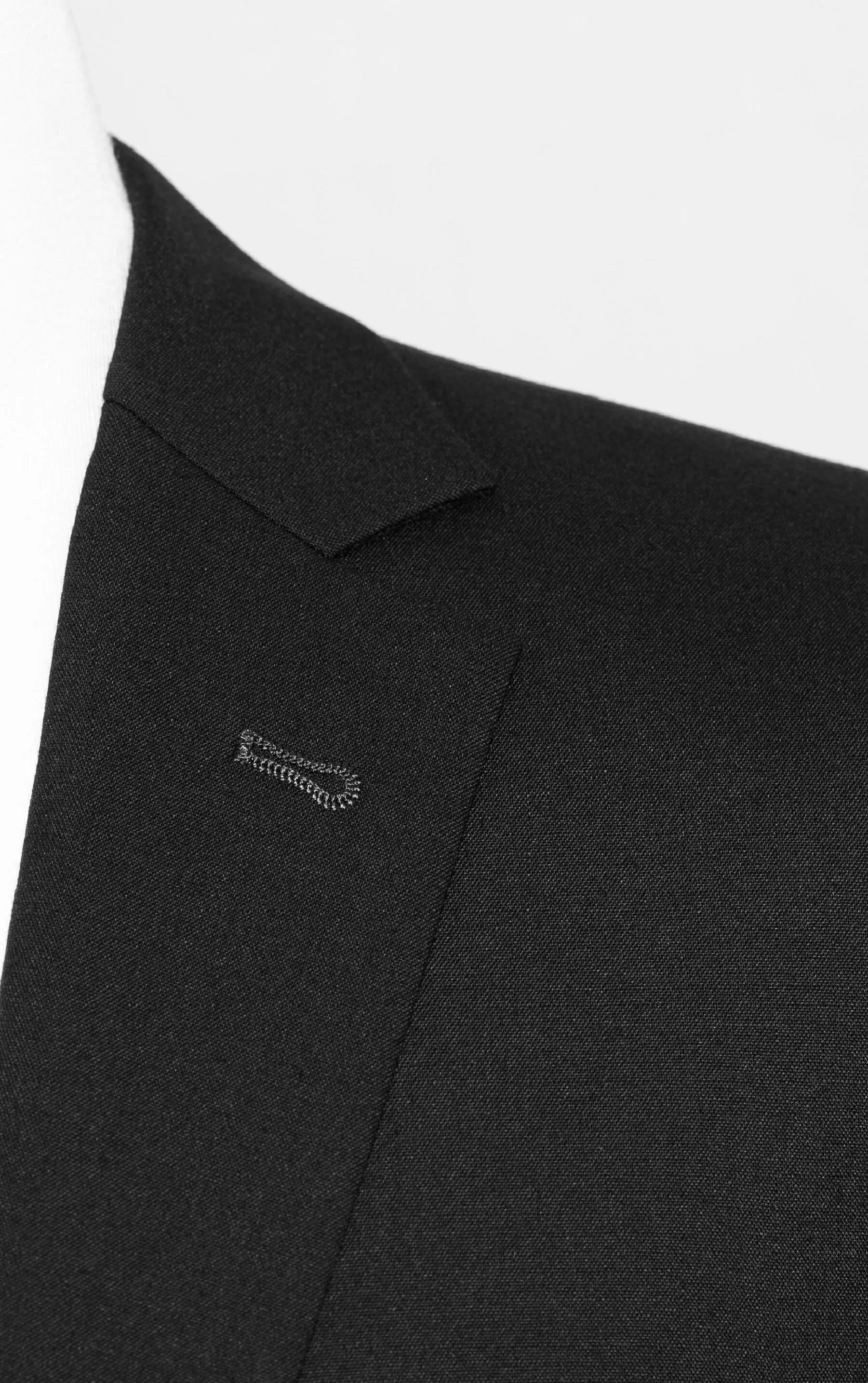 WOOL ESSENTIAL BLACK SLIM-FIT SUIT FOR MEN